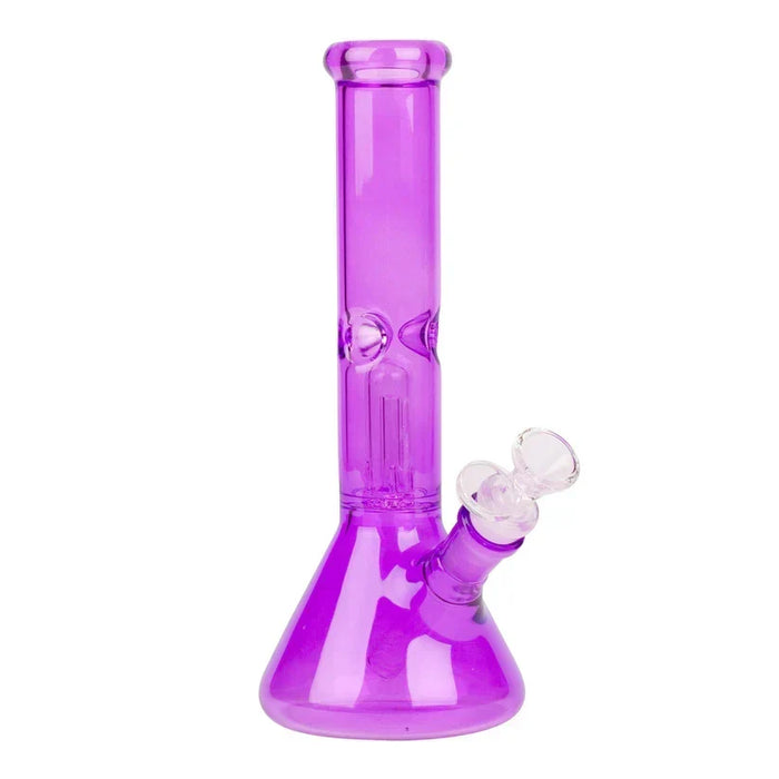 10" Neon Beaker Bong with Dome Perc Glass Bong Smoking Cat Distribution Purple