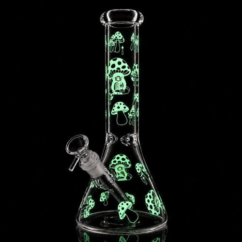 10" Glow-in-the-Dark Mushroom Beaker Bong Glass Bong Super Supplys Inc