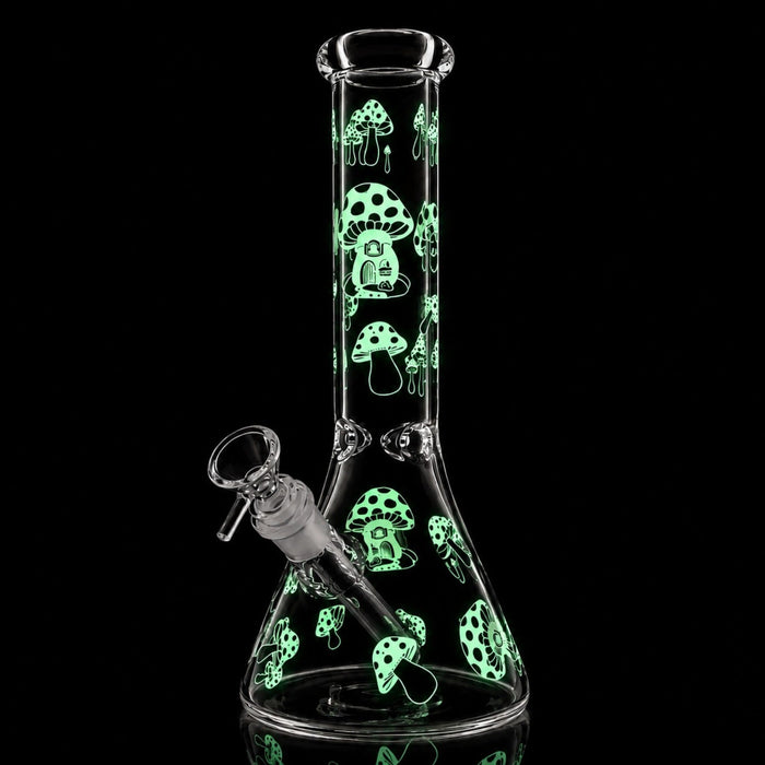 10" Glow-in-the-Dark Mushroom Beaker Bong Glass Bong Super Supplys Inc