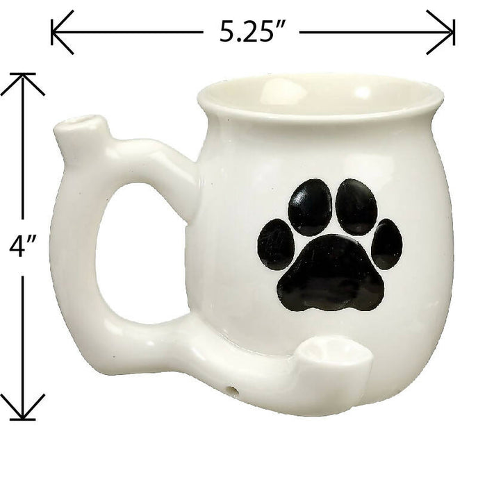 dog paw mug - white with black paw Mug Pipe Roast and Toast Gifts
