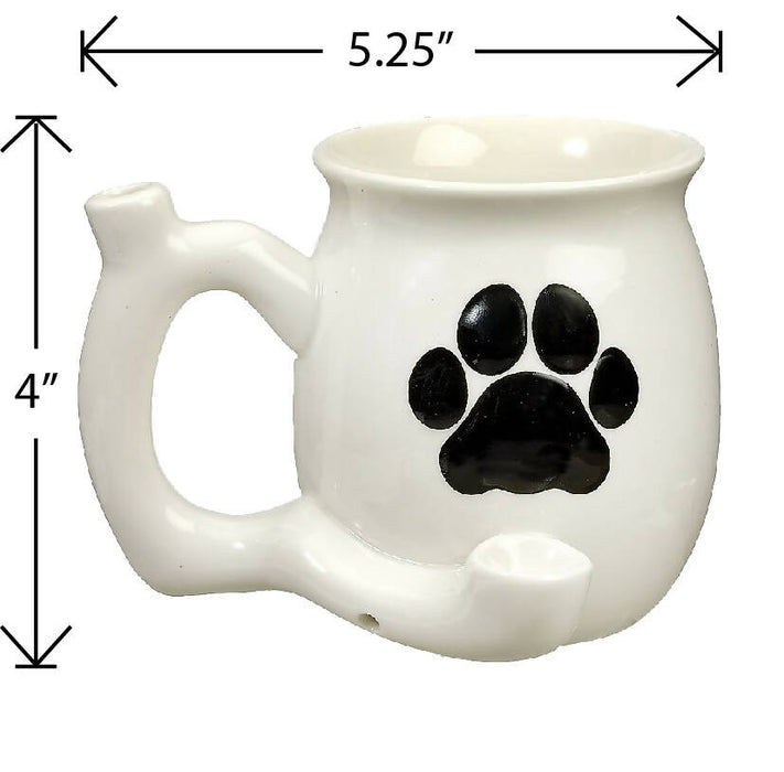 dog paw mug - white with black paw
