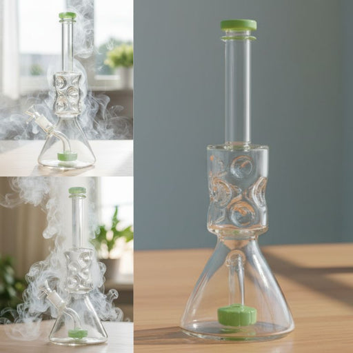 Xtreme | 12″ Colored Edge Matrix Percolator Beaker Bong – Slime Green (C2704) Glass Bong Canadian Distributor