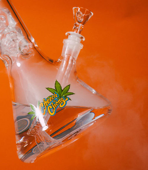 Cheech & Chong® Glass | 10" Pop Art Beaker Base Water Pipe [CC155] Glass Bong Smoking Cat Distribution