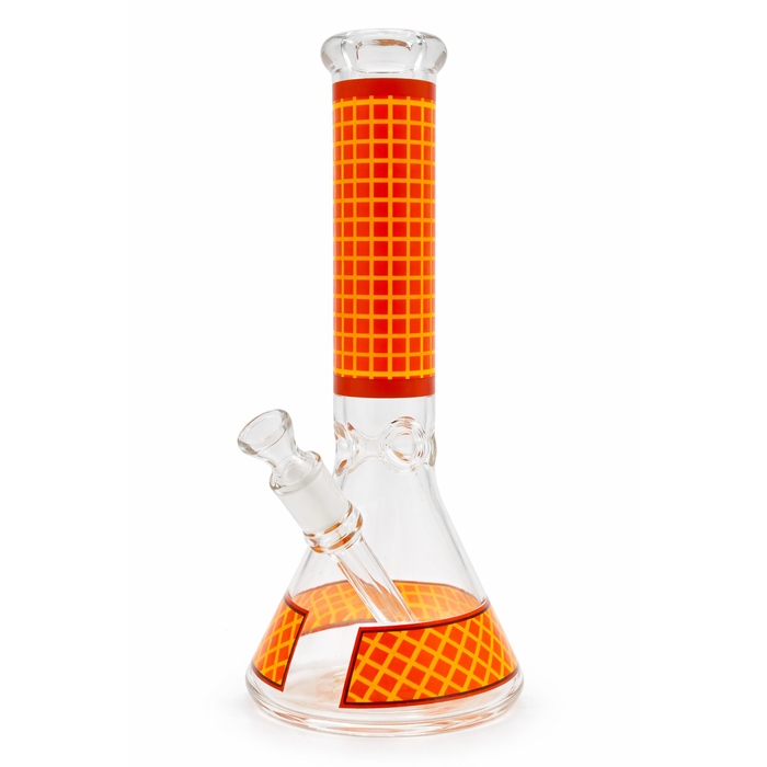 Infyniti | 14" Orange Check beaker 7 mm glass bong [GP1799ORG]