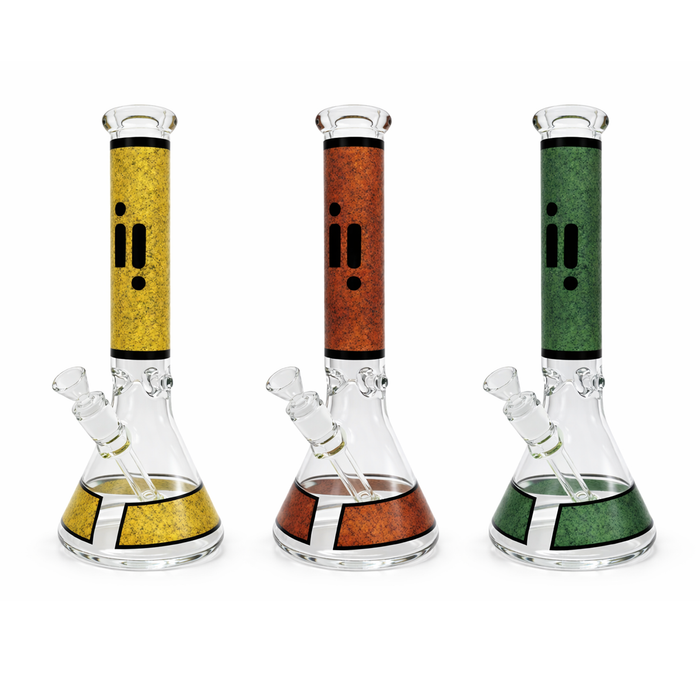 Infyniti | 14" Feather Print beaker 7 mm glass bong [GP1735]