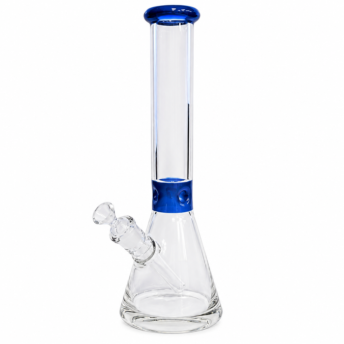 16" Water Pipe with Ice Catcher – 7mm [GP1874] Glass Bong ONE Blue