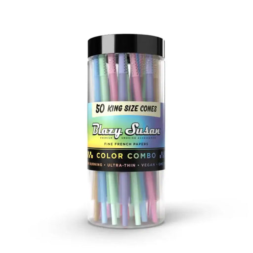 SC Blazy Susan Rainbow King Size Cones 50 ct Jar