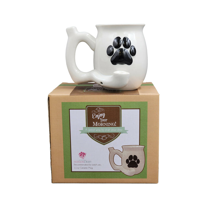 dog paw mug - white with black paw Mug Pipe Roast and Toast Gifts