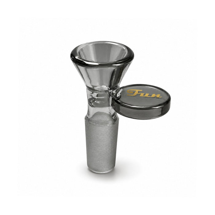 Fortune | Fun Electroplated 14mm Funnel Bowl Bowl · Popper Fortune Graphite Smoke