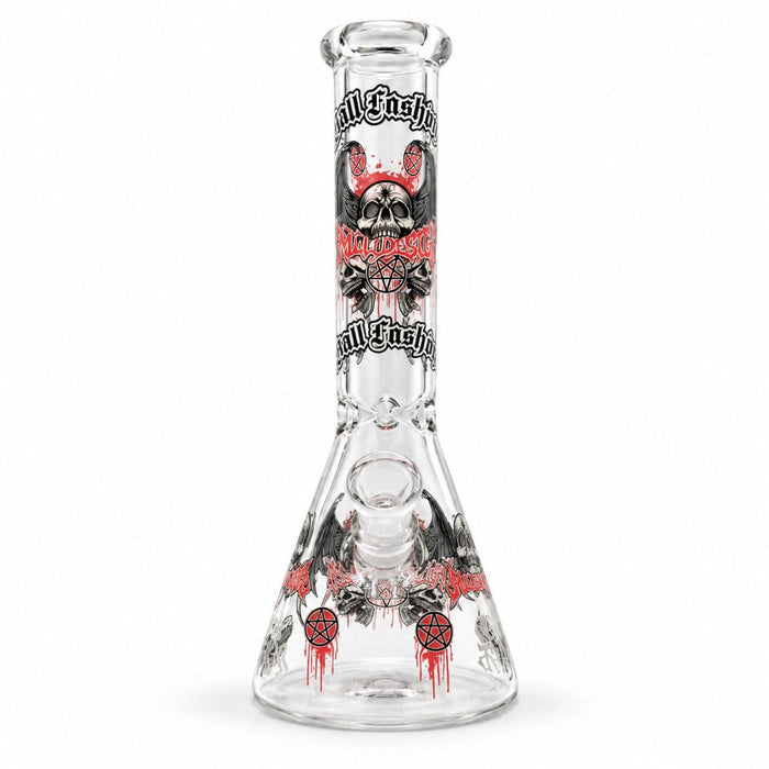 10" Glow-in-the-Dark Skull Graphic Beaker Glass Bong Super Supplys Inc