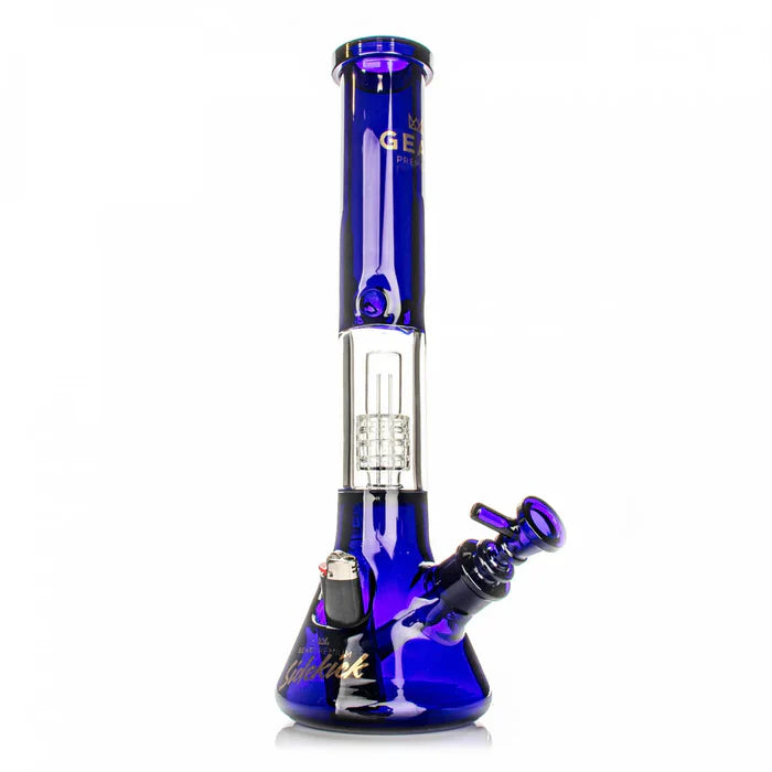 GEAR Premium® | 15.5" Sidekick Boost Beaker Tube Glass Bong Smoking Cat Distribution Blue