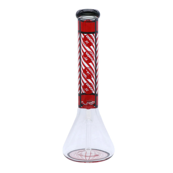 Infyniti | 14" 7mm Stripe Design Glass Beaker Bong – Assorted Colors [GP1531AST]