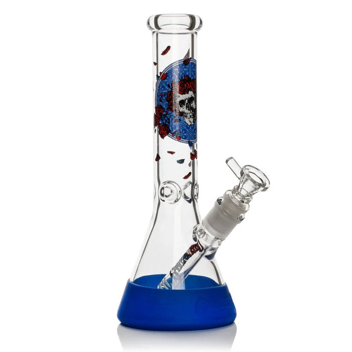 Grateful Dead | 10" Tall Bertha Beaker Base Water Pipe W/Silicone Base Glass Bong West Coast Gifts Default Title