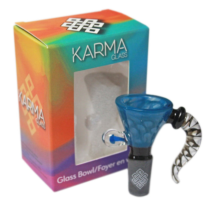 Karma | 14mm Honeycomb, Black Joint Glass Bowl (Purple) Bowl · Popper Maq Distributors