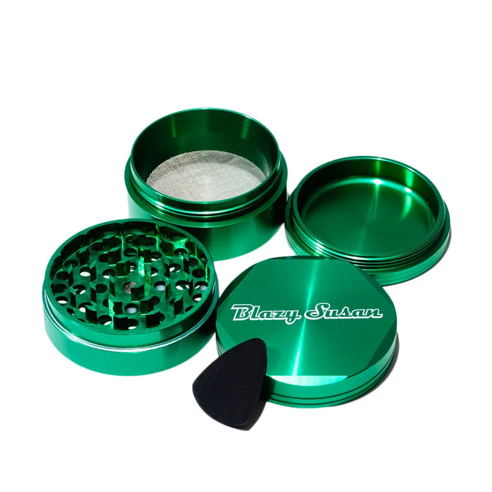 Blazy Susan | 4-Piece Aluminum Grinder - 2.5" Regular Grinder Smoking Cat Distribution Green
