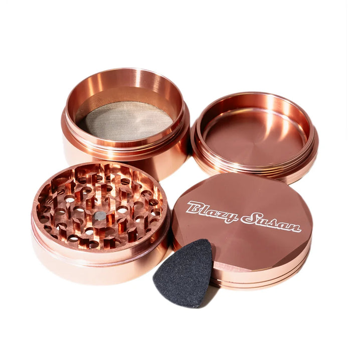 Blazy Susan | 4-Piece Aluminum Grinder - 2.5" Regular Grinder Smoking Cat Distribution Rose Gold
