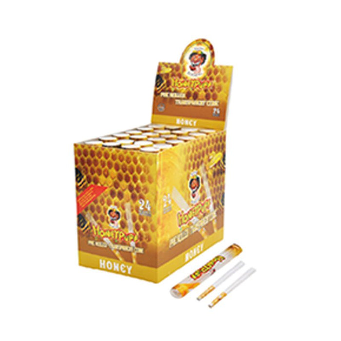 Honey Puff | Pre-Rolled Transparent Flavor Cones – 1 1/4 [P8226-02] - 24 packs Pre-rolled Cone (Display Pack) Canadian Distributor Honey