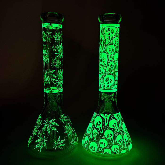 14″ Glow-in-the-Dark Glass Beaker Bong [C803x] Glass Bong Canadian Distributor