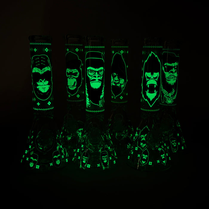 14" 7mm Gorilla Designs Glow In The Dark Beaker Bong – In the Box [FT1892ATS] Glass Bong LEHIGH WHOLESALE