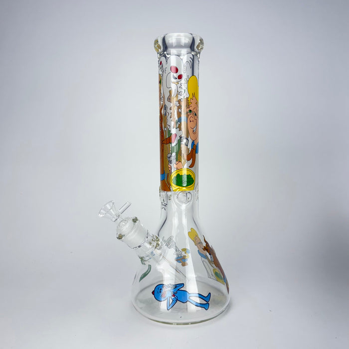 14" Yellow Family Cartoon 9 mm glass bongs [PIP789] Glass Bong NIBO Distribution Design B