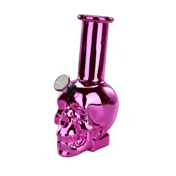 6″ Chrome Reaper Skull Edition Mini Glass Bong – Metallic Finish [JBLMIN-05-16] Glass Bong Canadian Distributor Pink