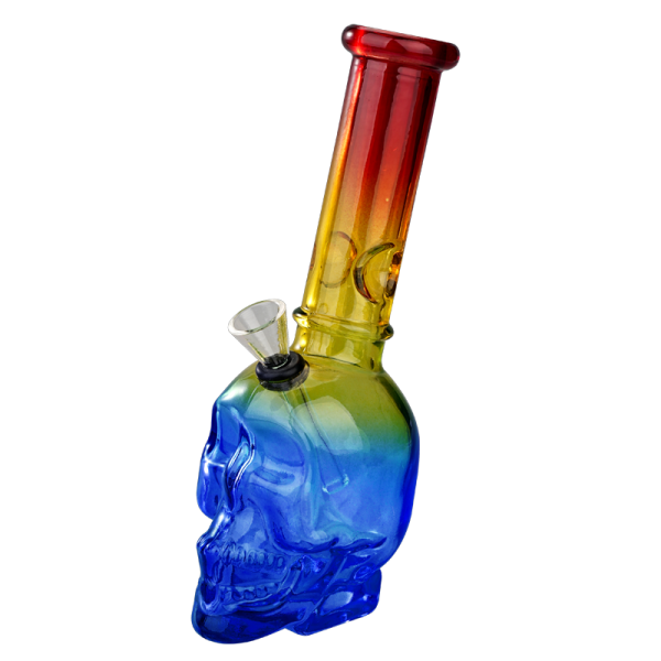 8″ Skull Glass Bong [JBLX-11-2] Glass Bong Canadian Distributor Blue/Red