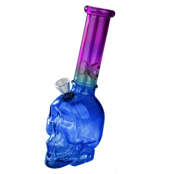 8″ Skull Glass Bong [JBLX-11-2] Glass Bong Canadian Distributor Blue/Purple