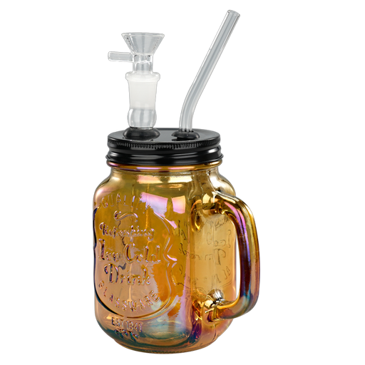TOPPUFF® | 5.5″ Mason Jar Glass Bong – Surface Plating Colors [JTOP01.1005] Glass Bong Canadian Distributor Brown
