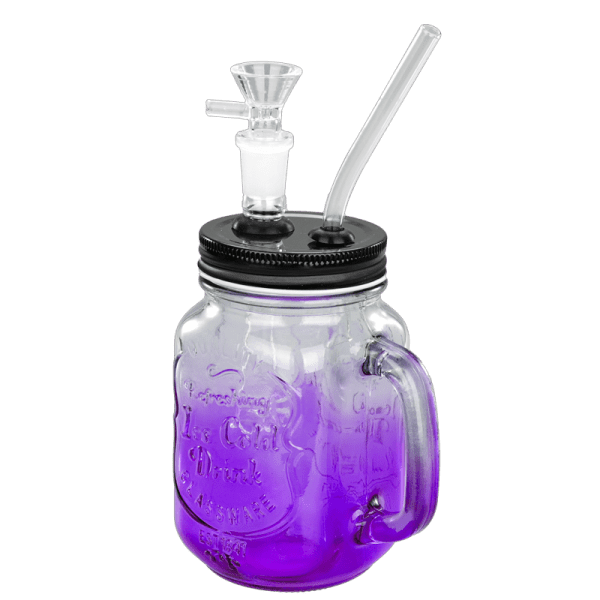 TOPPUFF® | 5.5″ Mason Jar Glass Bong – Surface Plating Colors [JTOP01.1005] Glass Bong Canadian Distributor Purple
