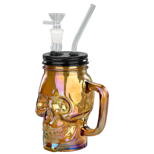 TOPPUFF® | 6″ Skull Cup Glass Bong – Surface Painting Colors [JTOP01.1006] Glass Bong Canadian Distributor Brown