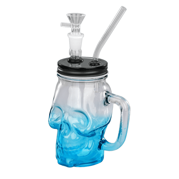 TOPPUFF® | 6″ Skull Cup Glass Bong – Surface Painting Colors [JTOP01.1006] Glass Bong Canadian Distributor Blue