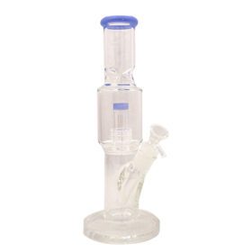 12″ Straight Tube Glass Bong Tire Percolator with Inline Ash Catcher (C2245) Glass Bong Canadian Distributor Jade Blue