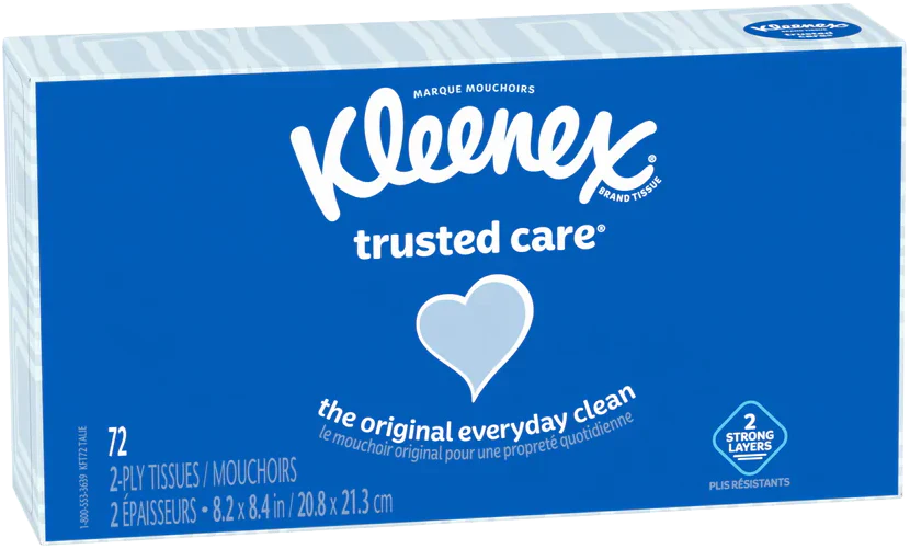 Kleenex | Trusted Care 2-Ply Tissues – 72 Count 8 x9 tissues each pocket) Wipe ONE