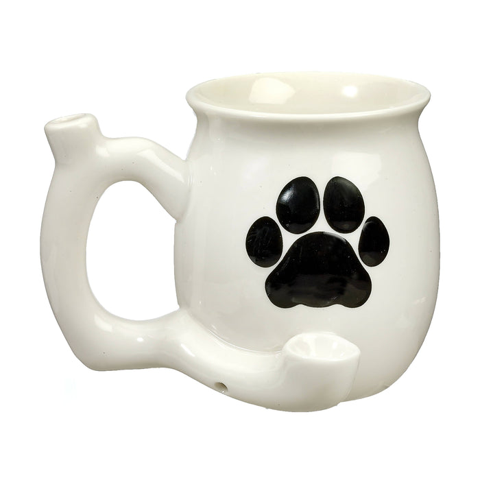 dog paw mug - white with black paw Mug Pipe Roast and Toast Gifts