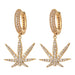 Mr Johnny Green | 420 marijuana pot leaf earrings with mini huggie hoops Jewelry Canadian Distributor Gold