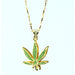 Mr Johnny Green | Leaf Pendant with green cubic zirconia Necklace [M066] Jewelry Canadian Distributor
