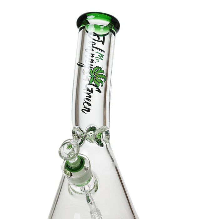 Johnny Green | 12″ 9mm Beaker Bent Neck with Grid Percolator Slide – Green (MJG-007) Glass Bong Canadian Distributor