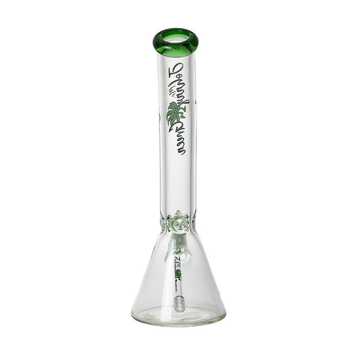 Johnny Green | 16″ 9mm Beaker Bent Neck with Grid Percolator Slide – Green (MJG-008) Glass Bong Canadian Distributor