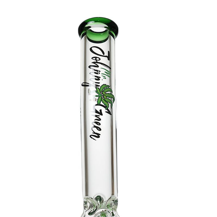 Johnny Green | 16″ 9mm Beaker Bent Neck with Grid Percolator Slide – Green (MJG-008) Glass Bong Canadian Distributor