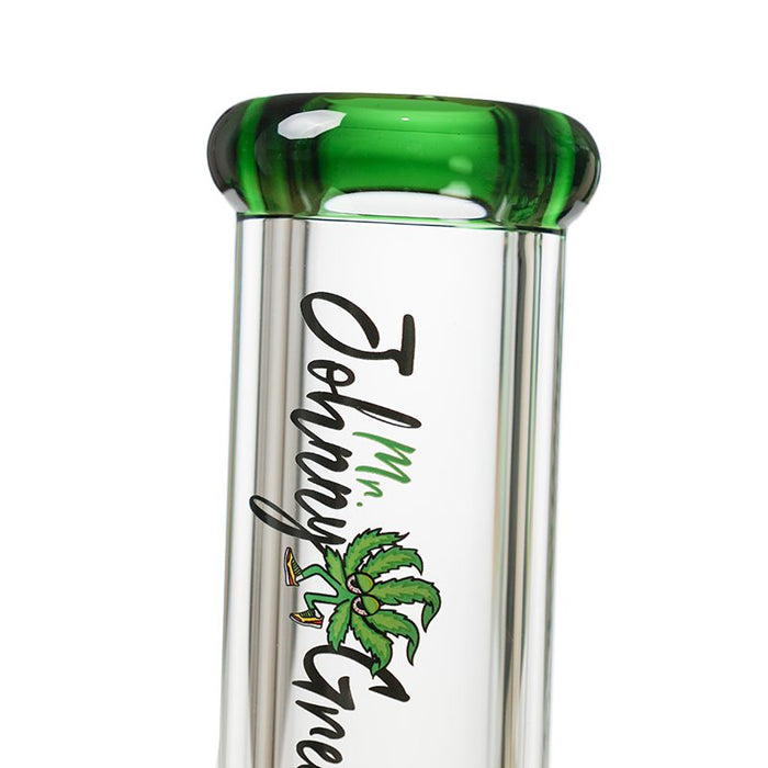 Johnny Green | 10″ 9mm Straight Tube with Grid Percolator Slide – Green (MJG-011) Glass Bong Canadian Distributor