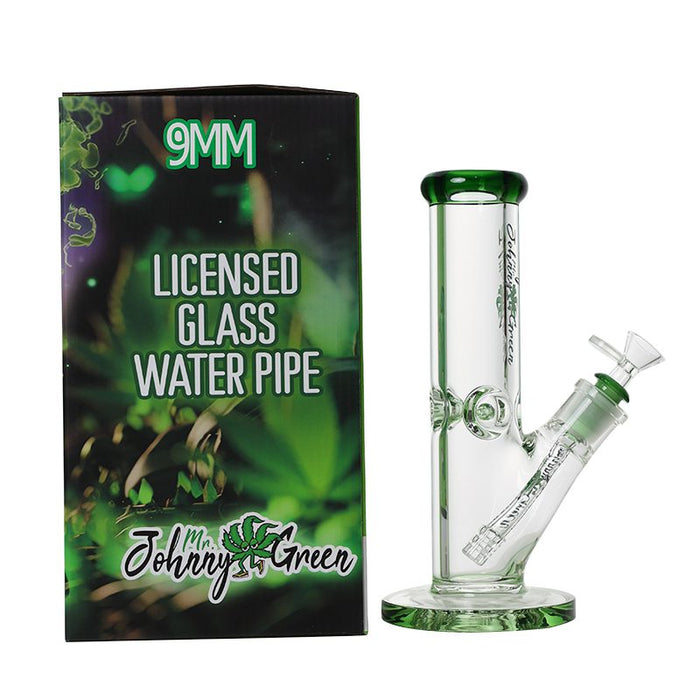Johnny Green | 10″ 9mm Straight Tube with Grid Percolator Slide – Green (MJG-011) Glass Bong Canadian Distributor