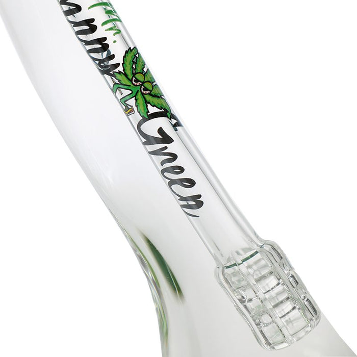 Johnny Green | 16″ 9mm Straight Tube with Grid Percolator Slide – Green (MJG-013) Glass Bong Canadian Distributor