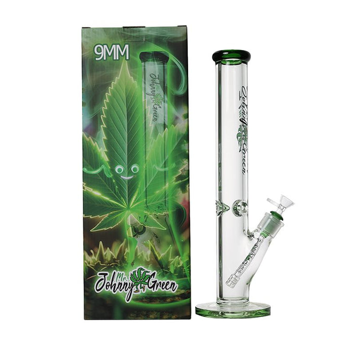 Johnny Green | 16″ 9mm Straight Tube with Grid Percolator Slide – Green (MJG-013) Glass Bong Canadian Distributor