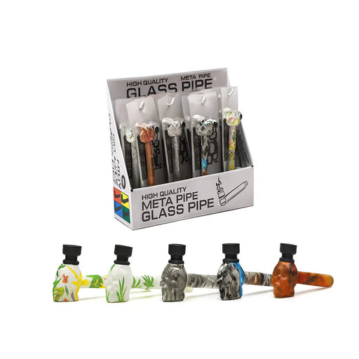 MST4051 - Glass Pipe with Metal Bowl with cap - 12/Display Glass Pipe The MST