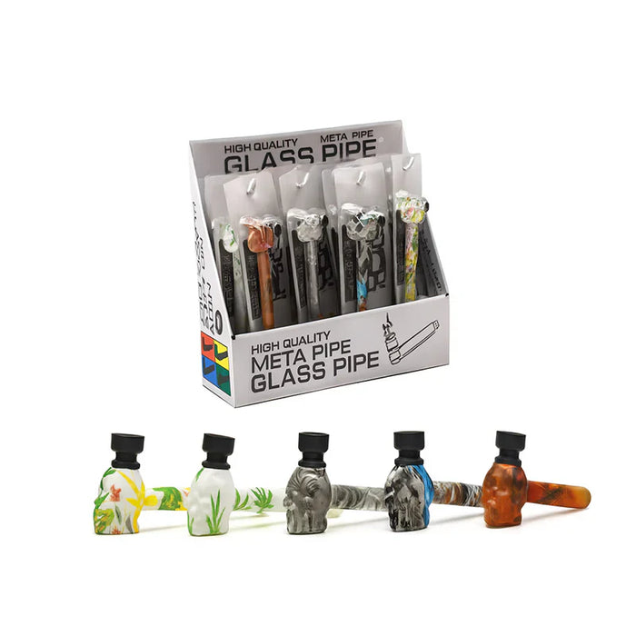 MST4051 - Glass Pipe with Metal Bowl with cap - 12/Display Glass Pipe The MST