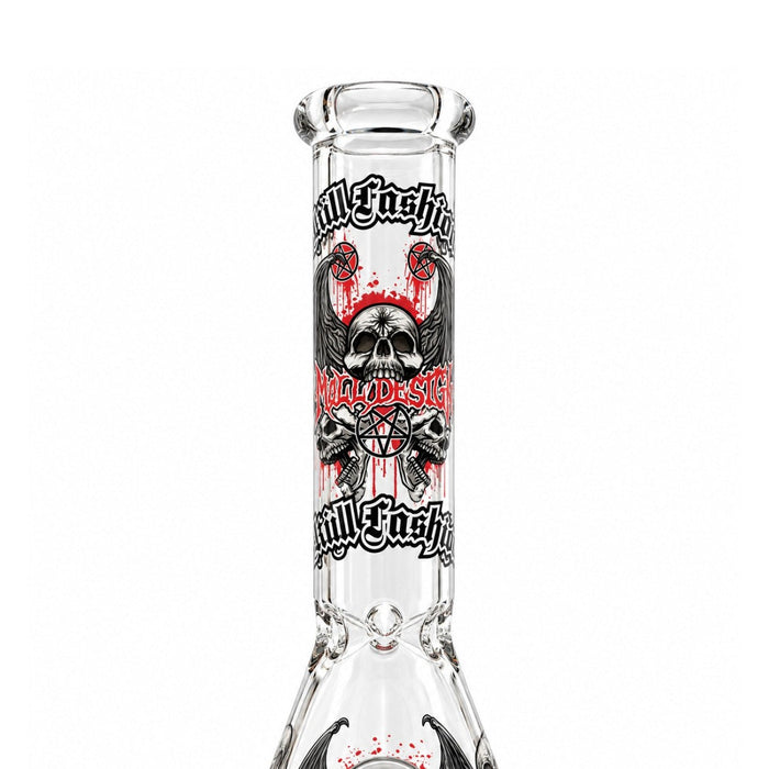 10" Glow-in-the-Dark Skull Graphic Beaker Glass Bong Super Supplys Inc