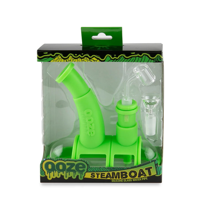 Ooze Steamboat Silicone Water Bubbler & Dab Rig - Slime Green Resin · Silicone Rig ONE