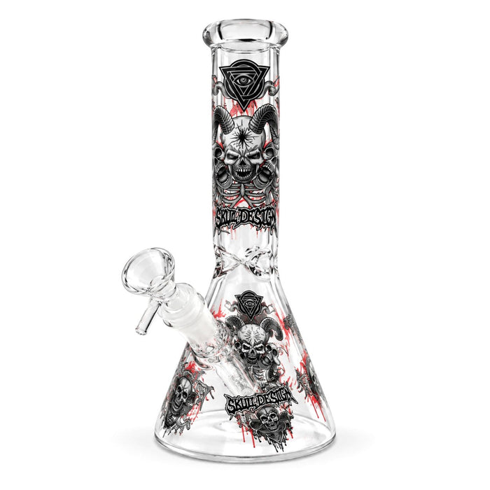 10" Glow-in-the-Dark Skull Graphic Beaker Glass Bong Super Supplys Inc B