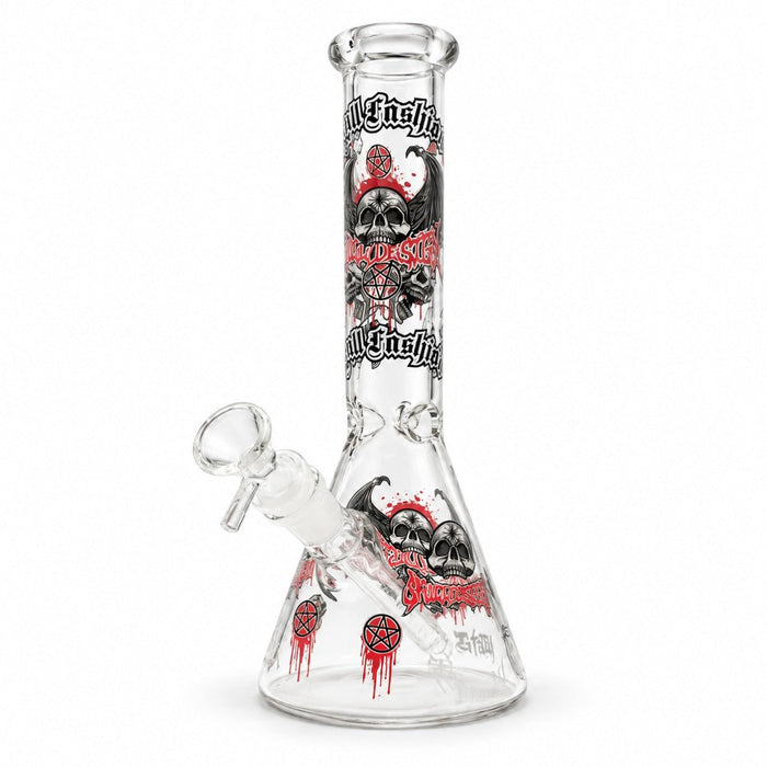 10" Glow-in-the-Dark Skull Graphic Beaker Glass Bong Super Supplys Inc E