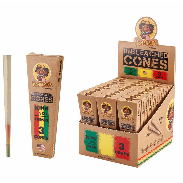 HoneyPuff | Pre-Rolled Unbleached Cones – 30 Packs/Display [P1173-02] Pre-rolled Cone (Display Pack) Canadian Distributor